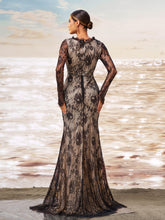 Romantic Floral Lace Long Sleeve Formal Dress